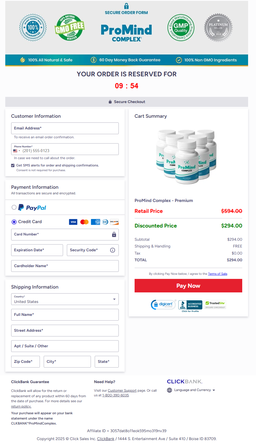Promind Complex Official Website Secure Order Page